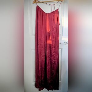 Zara Deep Red Flowy Satin Dress